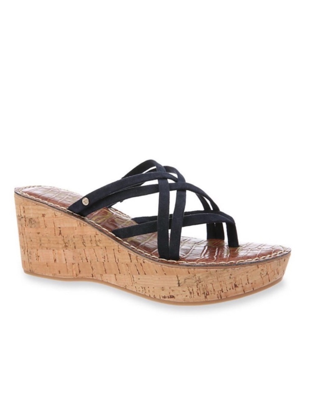 Sam Edelman Black Strappy Cork Wedge Sandals